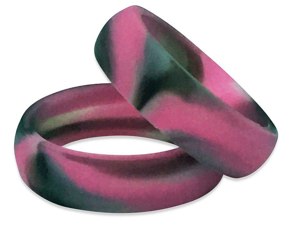 womens camo pink grey black silicone wedding ring rubber band 2 sizes per package to ensure a proper fit