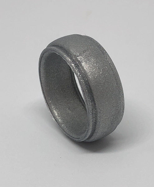 rubber wedding band silver metallic color ring