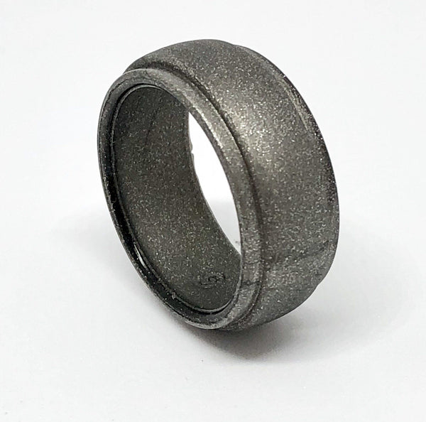 mens rubber wedding band grey ring