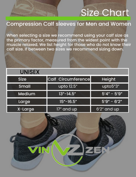 2 Pairs of Calf Compression Sleeve Graduated Compression @ Vin Zen | Free Shipping in the USA