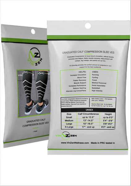 2 Pairs of Calf Compression Sleeve Graduated Compression @ Vin Zen | Free Shipping in the USA