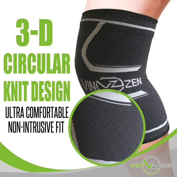 3D knee compression sleeve support brace 3d knit technology for an ultra comfortable non intrusive fit yet protective and healing